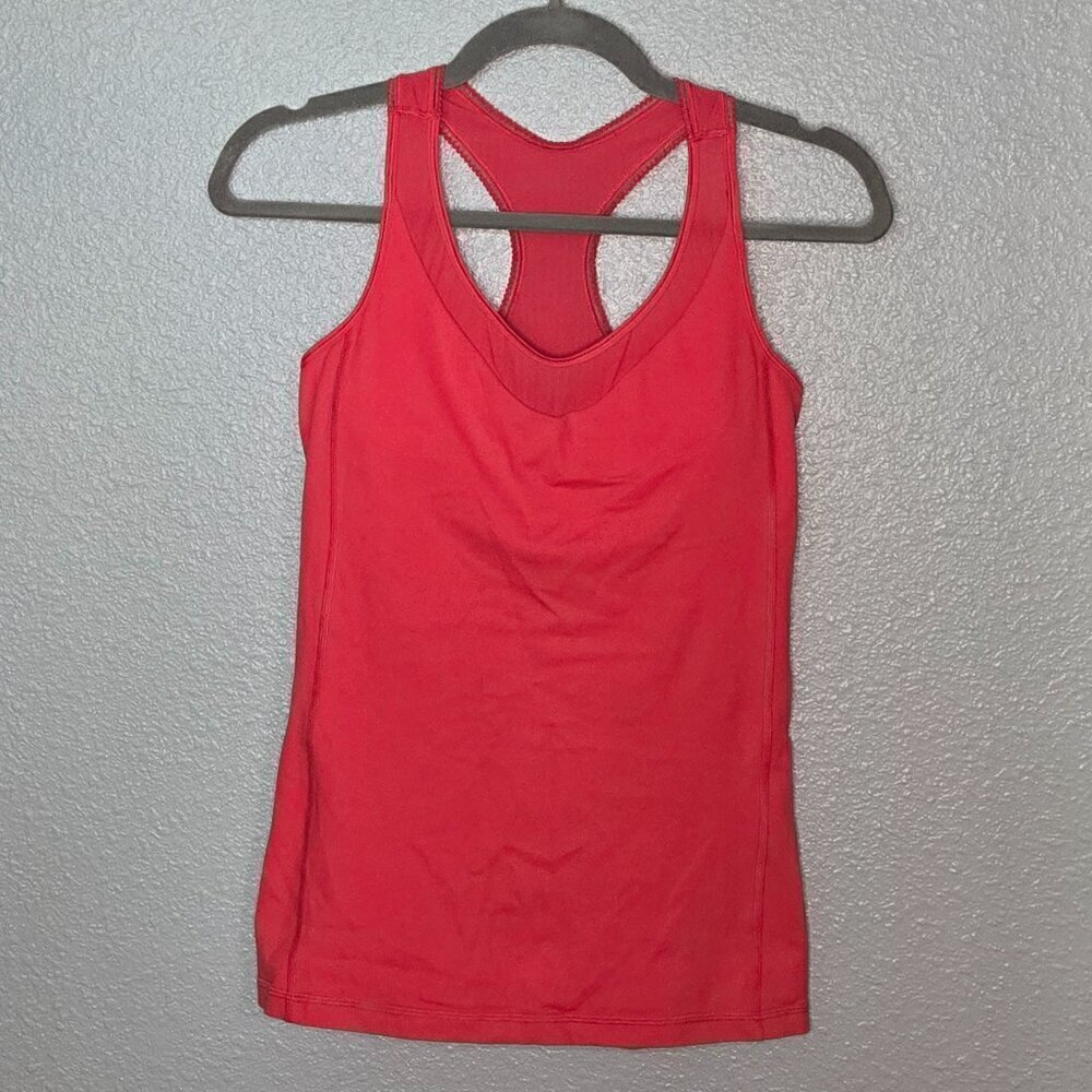 Lululemon Racerback Tank with Shelf bra - 6 Coral